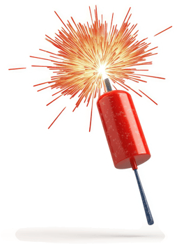Bright red firecracker erupting in a vibrant display. png