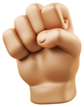 A clenched fist, digitally rendered in light beige tones. png