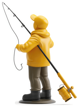 Fishing enthusiast in bright yellow outerwear. png