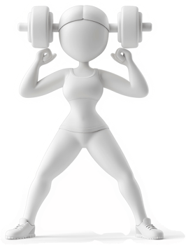 Powerful female figure lifting weights. png