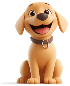 Smiling golden retriever cartoon character. png