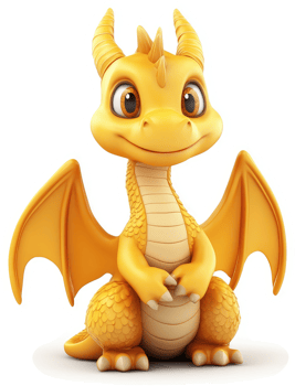 Cute, golden dragon character for children's media. png