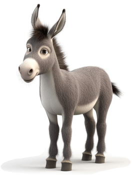 A friendly donkey character from an animated film. png