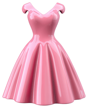 Pink, vintage-style, form-fitting dress. png