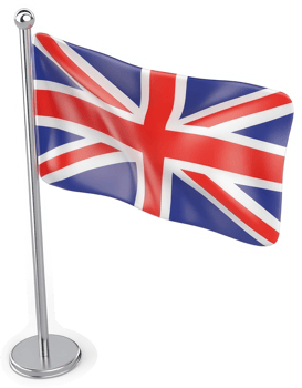 United Kingdom flag displayed on a metallic pole. png