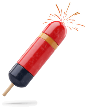 Colorful popsicle shaped like a firework, exploding in a burst of summer joy. png