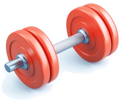 Exercise dumbbell, a bright orange weight. png