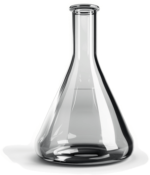 Empty glass beaker for scientific experimentation. png