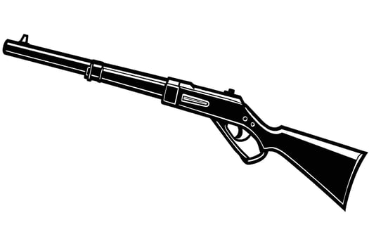 A Simple black and white illustration of a vintage pump-action rifle. vector