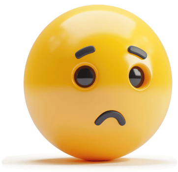 Round yellow emoticon with a worried expression. png