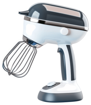Modern, compact hand mixer with whisk attachment. png