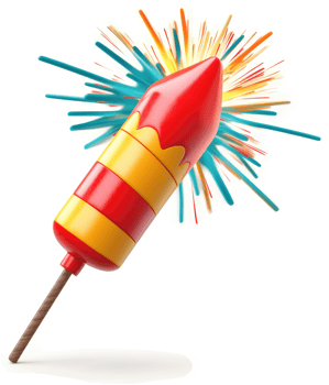Colorful firework rocket explodes in vibrant display. png