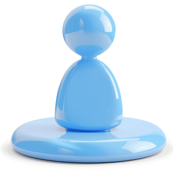 Glossy blue person icon on a light blue base. png