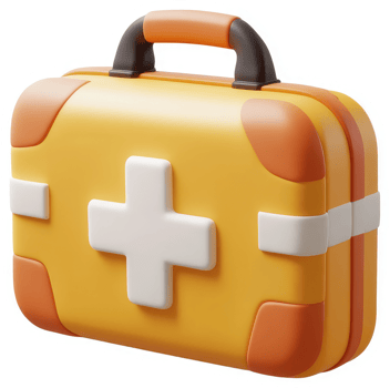 Bright yellow medical kit with a white plus sign. png