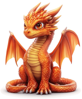Adorable orange dragon figurine, showcasing fantasy and charm. png