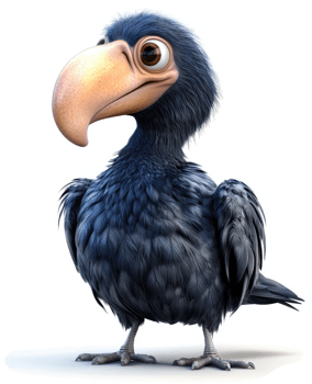 Cute cartoon depiction of a prehistoric bird. png