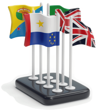 Multiple national flags displayed on a pedestal. png