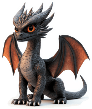 Adorable little dragon, perched and ready to fly. png