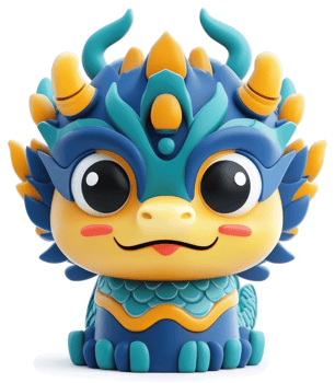 Adorable, stylized chinese dragon figurine. png