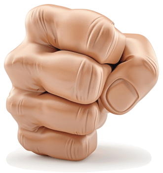 A clenched fist, a symbol of strength and resolve. png