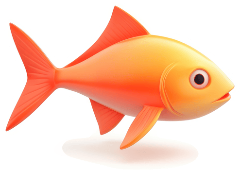 Vibrant orange fish in a profile view. png