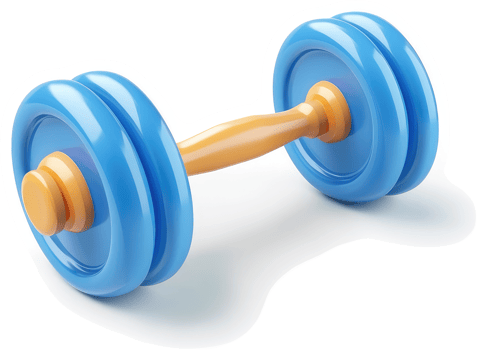 Light blue dumbbell, exercise equipment. png