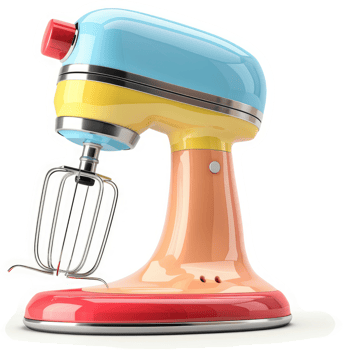Colorful retro stand mixer, a vibrant kitchen appliance. png