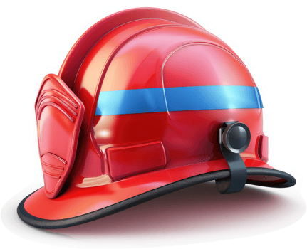 Firefighter's protective helmet features safety and resilience. png