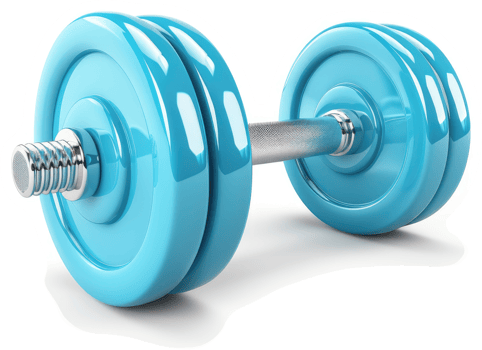 Light-blue dumbbell isolated on a white background. png