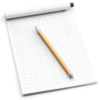 Blank notepad with a pencil ready for writing. png