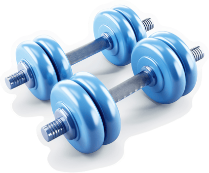 Light blue dumbbells for strength training. png