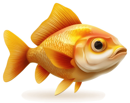 Orange fish with prominent fins in profile view. png