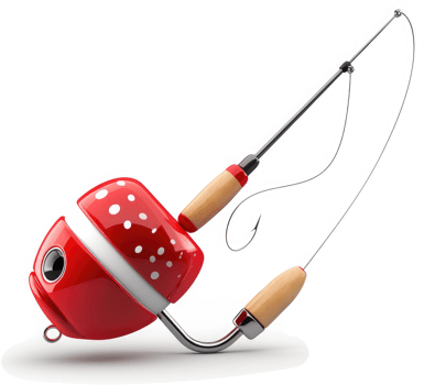 Retro fishing lure with wooden rod. png