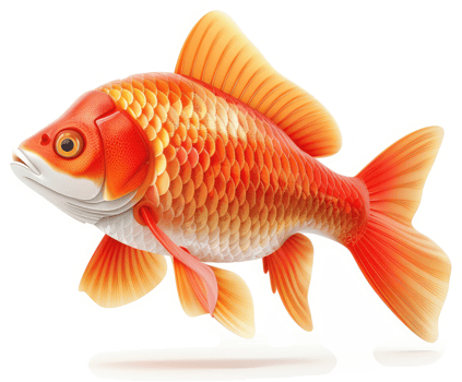 Vibrant orange goldfish swimming in a dynamic pose. png