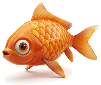 Exuberant goldfish illustration, showcasing playful features. png