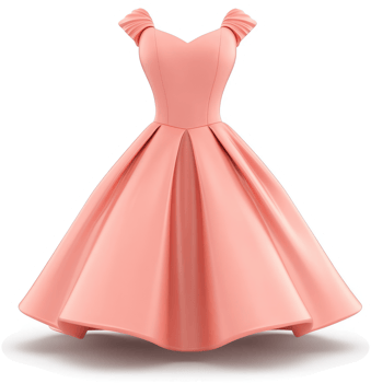 Peach-colored, elegant, vintage-style dress. png