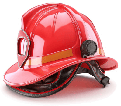 A vibrant red fire fighter's helmet. png