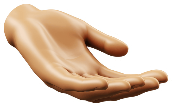 Open hand extends, offering assistance. png