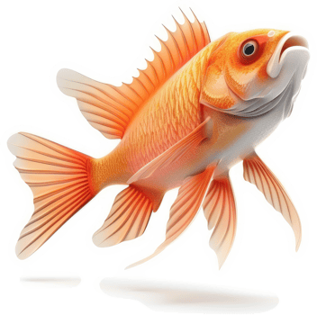 Vibrant orange fish leaps gracefully in mid-air. png