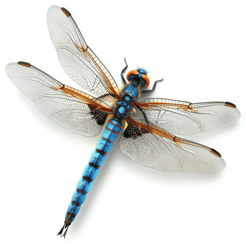 Vibrant dragonfly with delicate wings displays intricate patterns. png