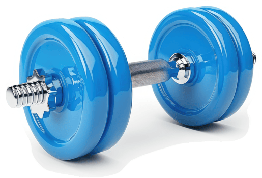 A vibrant blue dumbbell, ideal for strength training. png