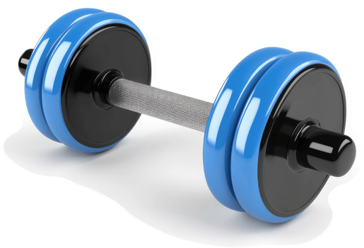 Pair of blue and black dumbbells. png