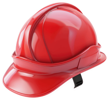 A glossy red safety hard hat is displayed. png