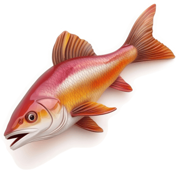 Vibrant, stylized illustration of a red fish. png