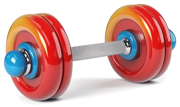 Vibrant red and orange dumbbell, a fitness accessory. png