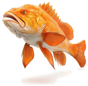 Orange rockfish, a vibrant, leaping fish. png