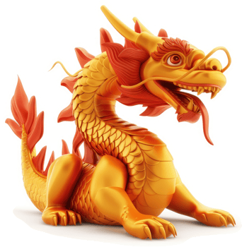 Golden chinese dragon, a mythical creature, rendered in digital art. png