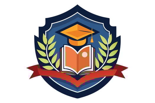 A Colorful Educational Institution Logo Featuring a Castle-Like Building vector