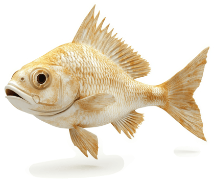 Ornate, light-tan fish illustration in profile view. png