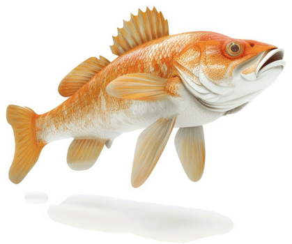 Close-up of a vibrant orange-and-white fish. png